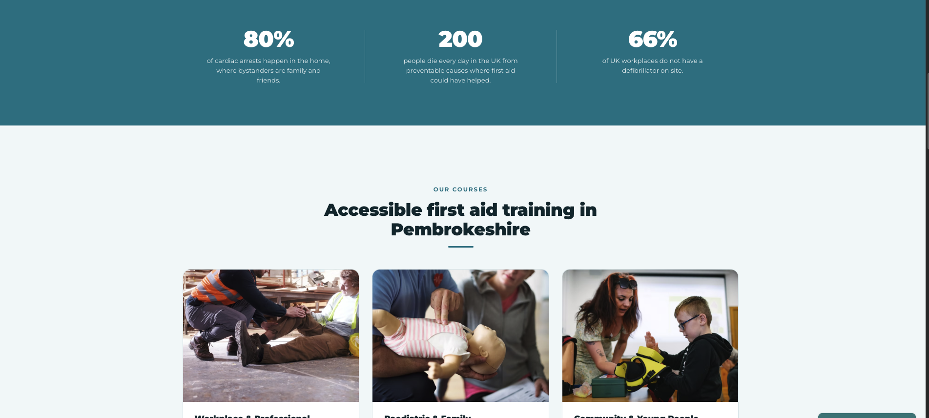 Course category structure on the WOW homepage with statistics band above