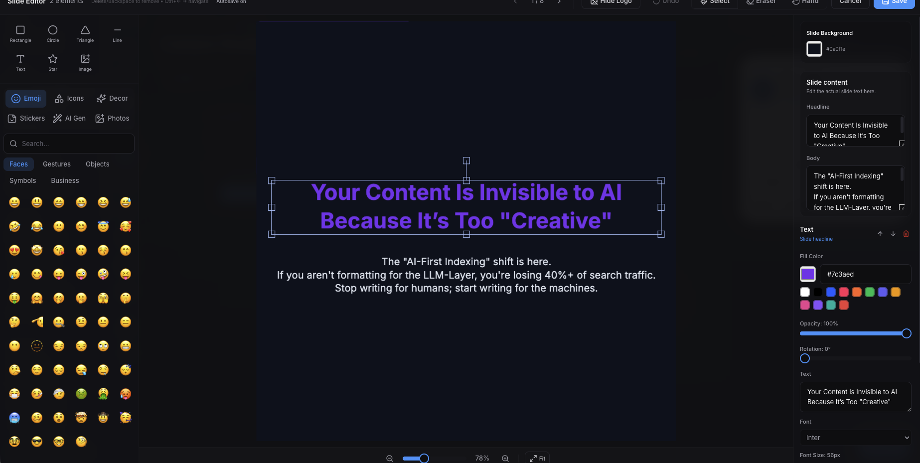 ReplyLift slide editor