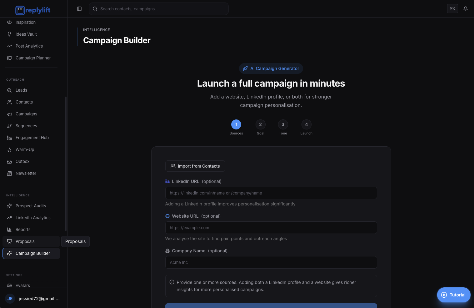 ReplyLift Campaign Builder